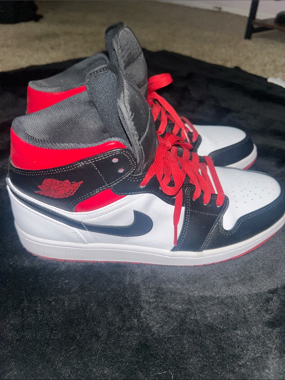 Nike Black White and Red High-Top Sneakers